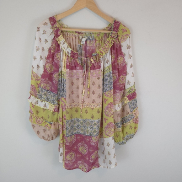 Cato Women's Patchwork Print Blouse - Picture 1 of 11